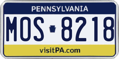 PA license plate MOS8218