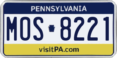 PA license plate MOS8221