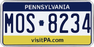 PA license plate MOS8234