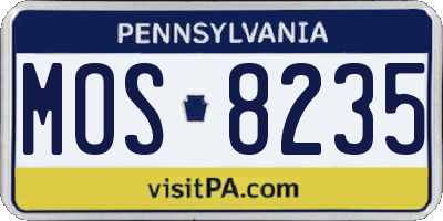 PA license plate MOS8235