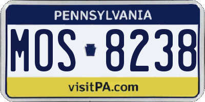 PA license plate MOS8238