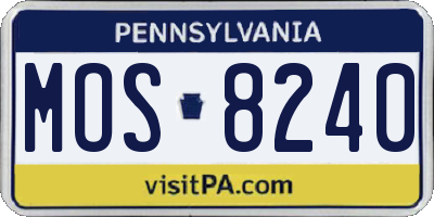 PA license plate MOS8240