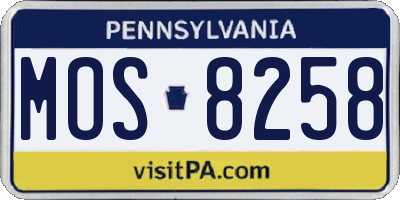 PA license plate MOS8258