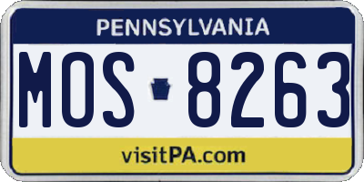 PA license plate MOS8263