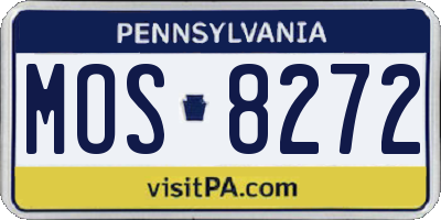 PA license plate MOS8272