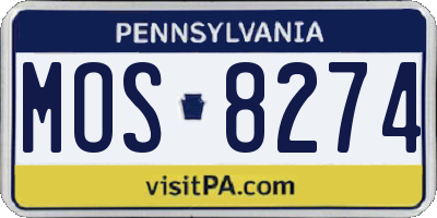 PA license plate MOS8274