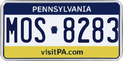 PA license plate MOS8283