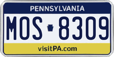 PA license plate MOS8309