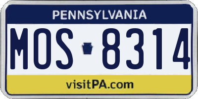PA license plate MOS8314