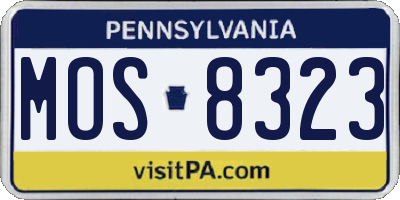 PA license plate MOS8323