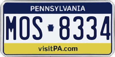 PA license plate MOS8334