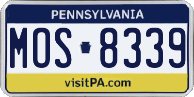 PA license plate MOS8339