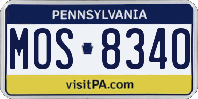 PA license plate MOS8340