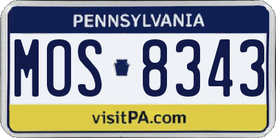PA license plate MOS8343