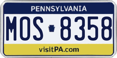 PA license plate MOS8358