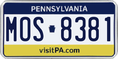 PA license plate MOS8381