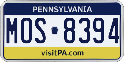 PA license plate MOS8394