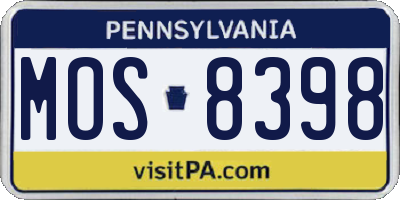 PA license plate MOS8398