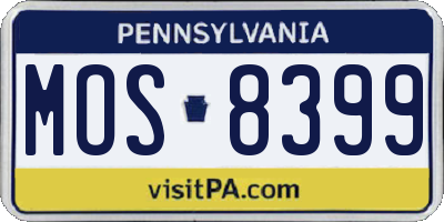 PA license plate MOS8399