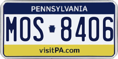 PA license plate MOS8406