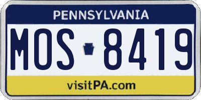 PA license plate MOS8419