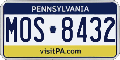 PA license plate MOS8432