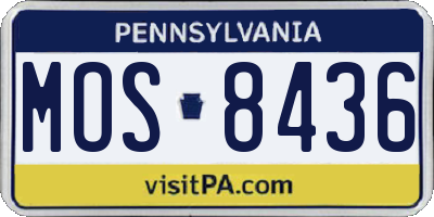 PA license plate MOS8436