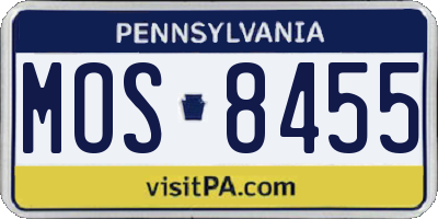 PA license plate MOS8455