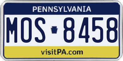 PA license plate MOS8458