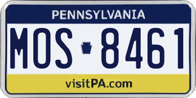 PA license plate MOS8461