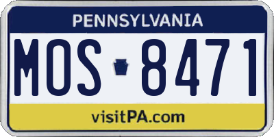 PA license plate MOS8471