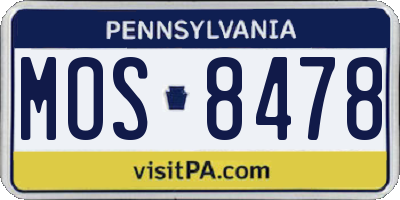 PA license plate MOS8478