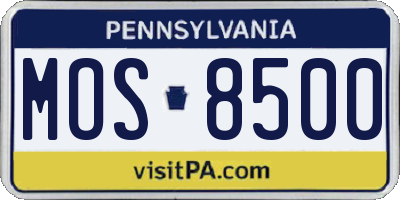 PA license plate MOS8500