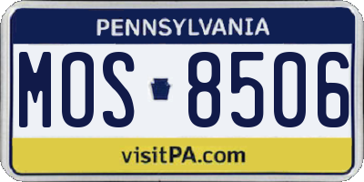 PA license plate MOS8506