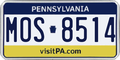 PA license plate MOS8514