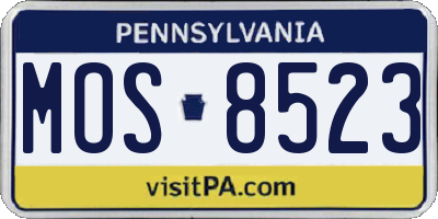 PA license plate MOS8523