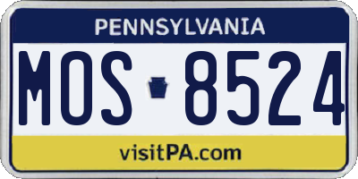 PA license plate MOS8524