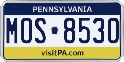 PA license plate MOS8530