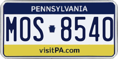 PA license plate MOS8540