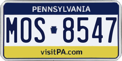 PA license plate MOS8547