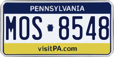 PA license plate MOS8548