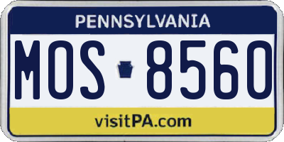 PA license plate MOS8560