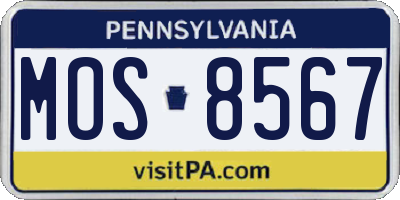 PA license plate MOS8567