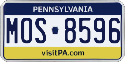 PA license plate MOS8596