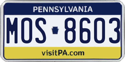 PA license plate MOS8603