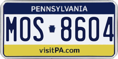 PA license plate MOS8604