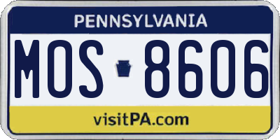 PA license plate MOS8606