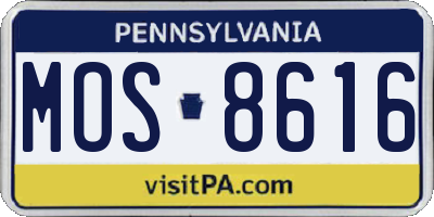 PA license plate MOS8616