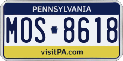 PA license plate MOS8618