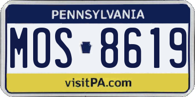 PA license plate MOS8619